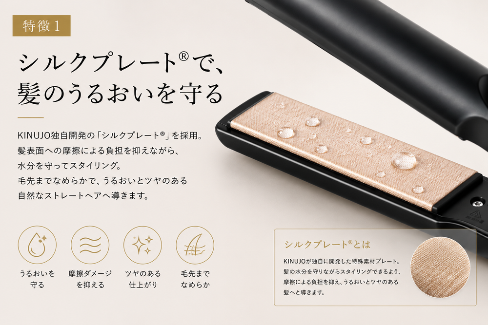 シルクプレート®で髪のうるおいを守る