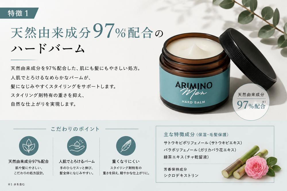 天然由来成分97％配合のハードバーム