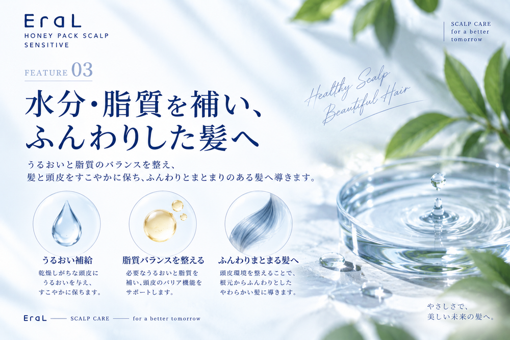 水分・脂質を補い、ふんわりした髪へ